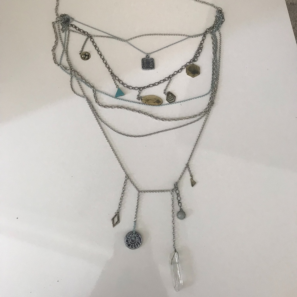 Free People Silver Multilayered Necklace